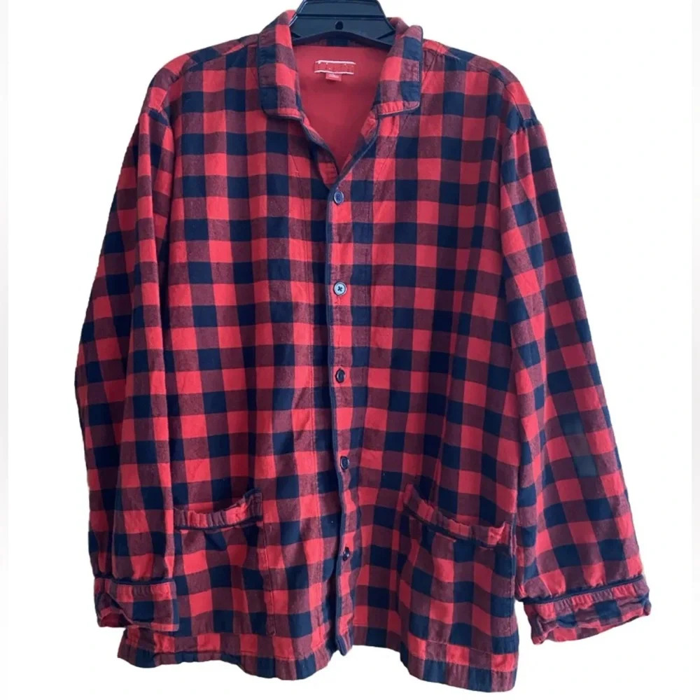 Wondershop Pajama Top Men Size L Red Buffalo Check Long Sleeve Flannel Holiday